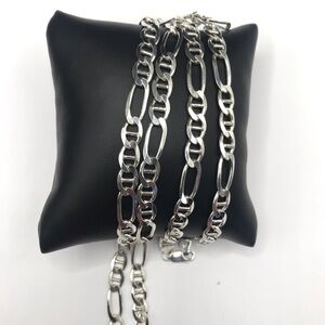 925 Sterling Silver Figaro Chain Link Men’s Necklace 26”